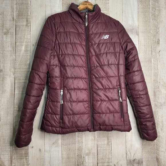 New Balance Women's Puffer Jacket - Burgundy - Picture 1 of 12
